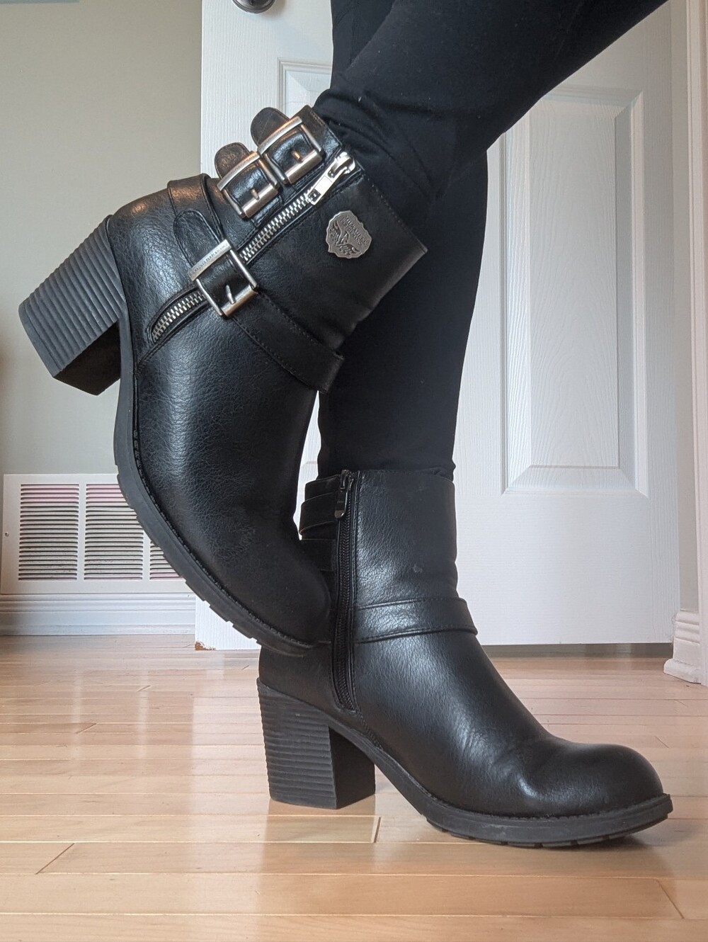 Milwaukee Leather Booties Combat Moto Boots SZ9 Black Buckles And Zippers